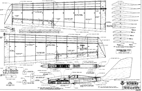 Sunbird, Bauplan, Holzbaukasten Segelflugzeug